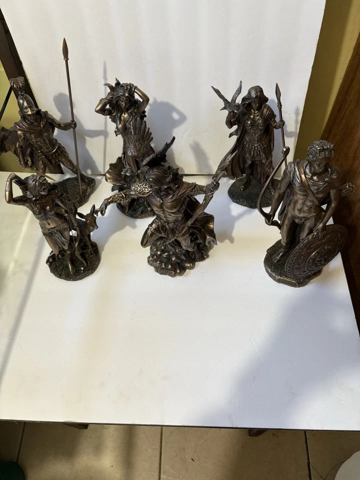 ¡Conjunto de 12 estatuas de dios griego de pulgadas! Zeus, Apolo, Marte, Atenea, Afrodita, Artemisa Foto 3 de 4