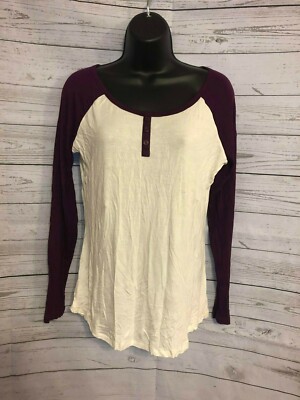 Hippie Rose Women s Raglan Sleeve Top Ivory / Heliotrope Size L Large