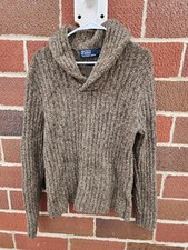 Vintage Polo Ralph Lauren Fisherman Style Sweater Large Brown