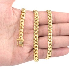 14K Yellow Gold Mens 6.5mm Miami Cuban Link Chain Italian Necklace Box Clasp 22"