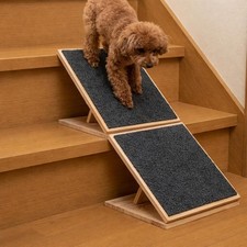 Cinnvoice 2 Pack Dog Ramp for Stairs Adjustable 5.5 to 7.48 Inch Height Foldable