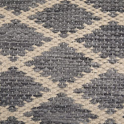 Edgeley Round Pouf, Footstool, Upholstered in Grey, Natural Woven Braided Jut... - Picture 11 of 12