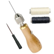 Co-link Sewing Awl Kit for Leather 2PCS Needles 1PC Coil Yarn Threads