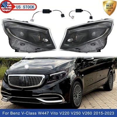 Pair LED Front Headlights For Mercedes Benz V-Class W447 Vito V220 V250 2015-23