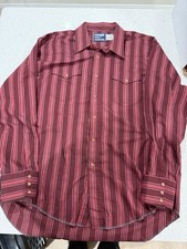 Vintage Wrangler Shirt Men's XL Western X-Long Tails Cowboy Cut Pearl Snap 17/34