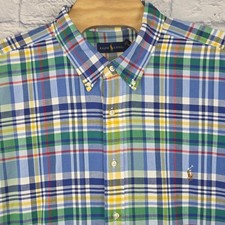 Ralph Lauren Men Multicolor Plaid Button Down Long Sleeve Shirt Pony Sz 4XB BIG