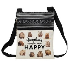 Happy Wombat Messenger Bag Small Ethnic Pattern Printed Adjustable Strap Cros...