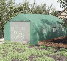 Image of Outsunny 4.5x3x2m Tunnel Greenhouse, 6 Windows Roll Up Door Green, Polytunnel