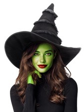 Black Witch Hat for Women Adult, Halloween Wicked Witch Wizard Costume Cospla...