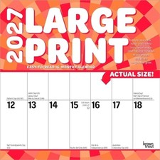 Large Print 2027 12 X 24 Inch Hanging Monthly Square Wall Calendar Matte Paper