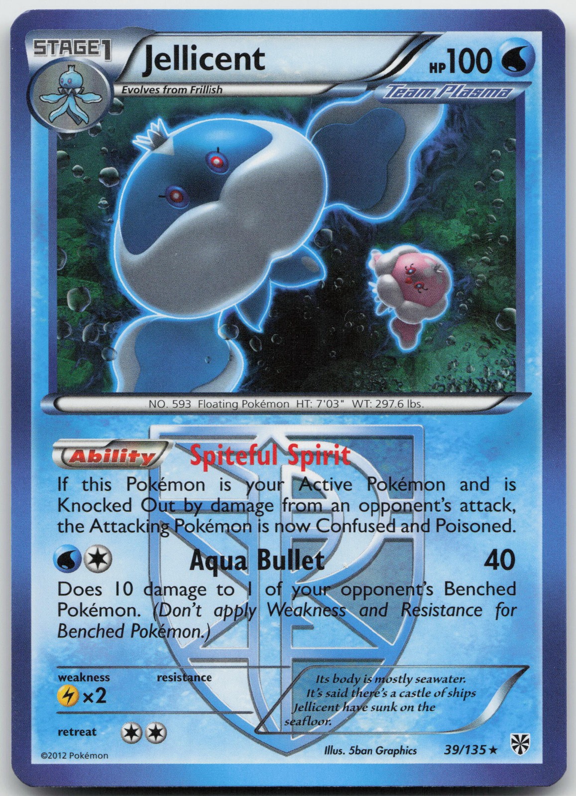 Jellicent (Team Plasma) Rare Plasma Storm 39/135 LP