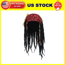 Pirate Dreadlock Wig Jack Sparrow Costume Props Bandana Accessories Men Women Ha