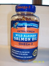 Wild Alaskan Salmon Oil 1,000mg Omega-3 PURE ALASKA OMEGA 210 Softgels
