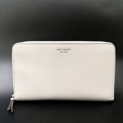 KATE SPADE New York Cameron Light Gray Saffiano Leather Large
