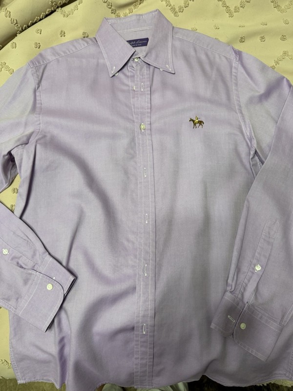 Ralph Lauren Purple Label Men Standing Horse Logo Shirt Italy 16 $495 Purple