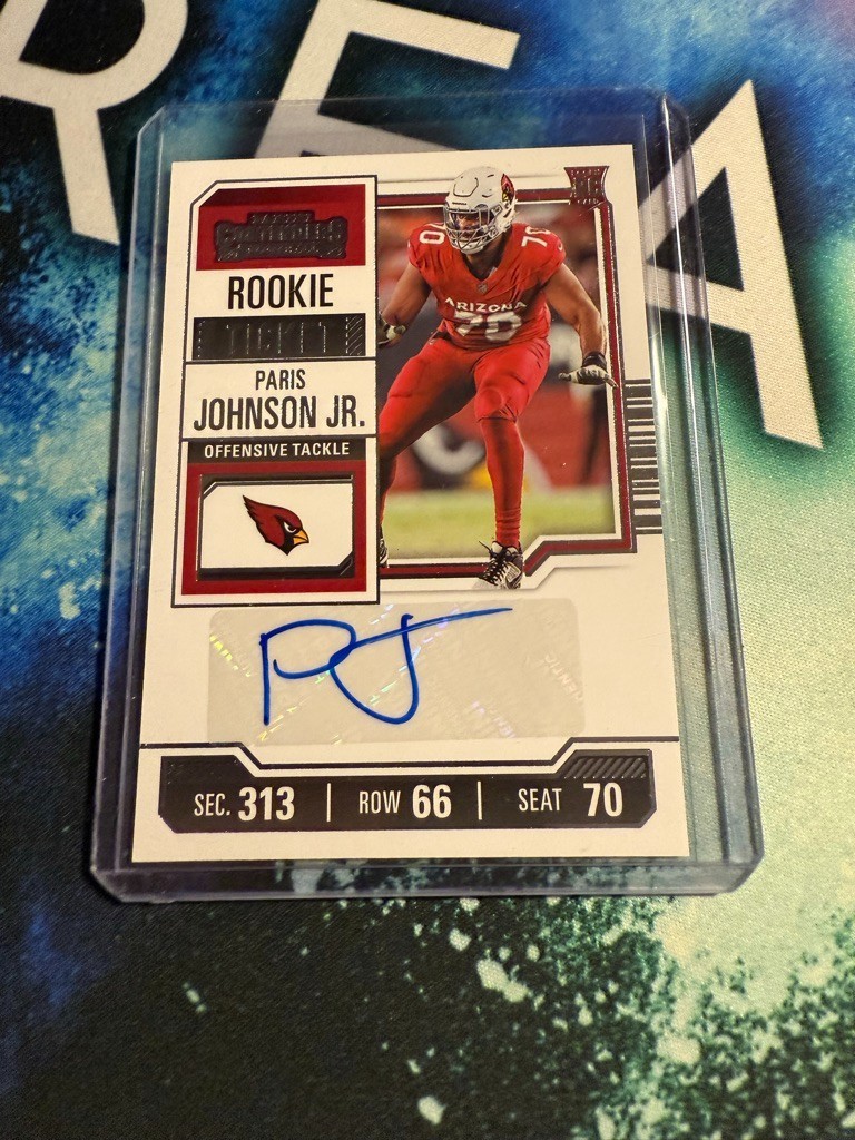 2023 Panini Contenders Football Paris Johnson Jr. Rookie Ticket Auto