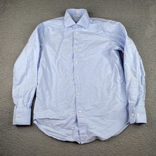 Suitsupply Dress Shirt Mens Medium Blue Cotton Slim Fit Button Long Sleeve