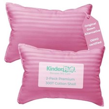 Children Pillows for Bed 2X 14x20in 35x50cm Pink With Sateen Stripes