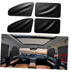 Side Window Shade Car Curtains - Leather Sun Shades Magnetic 4pcs Black leather