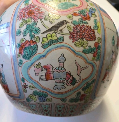 Fine Antique Chinese Famille Rose Scenic Porcelain Celebration Lidded Ginger Jar - Picture 10 of 13
