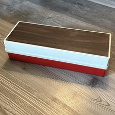 Vintage Metro Products 15 Cassette Storage Container Faux Wood Red