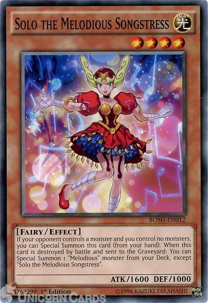 BOSH-EN012 Solo the Melodious Songstress Common 1st Edition Mint Yu-Gi-Oh! Card