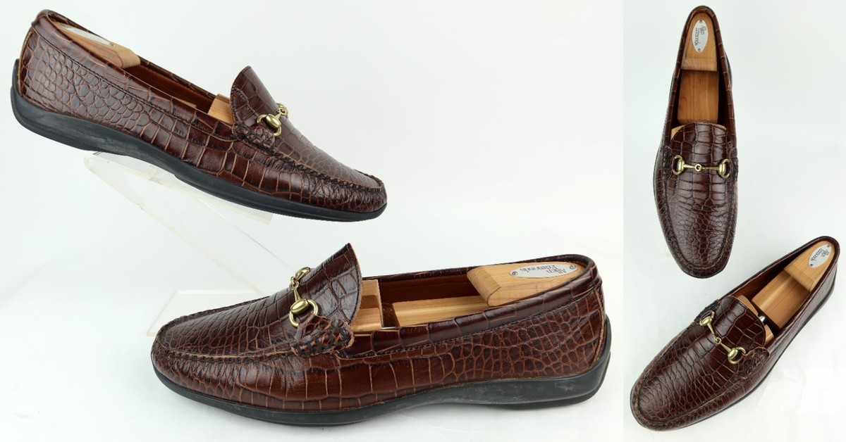 Allen Edmonds Grand Cayman Bit Loafers Brown Croc Print  display picture 2