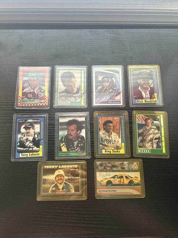 Lot Of 10 NASCAR Autograph Racing Cards 1980s-1990s Rudd Stricklin Labonte Sacks