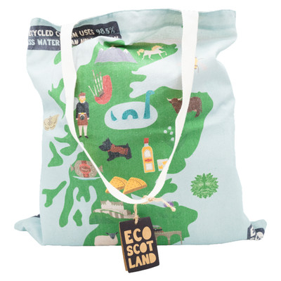 Schottland Karte Shopper Tasche 100% recycelte Baumwolle von Milly Green Öko