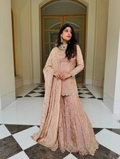 Exclusive Heavy Simar Silk Pink Top Palazzo With Dupatta For Function Wear