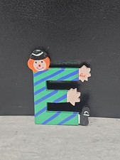 Letter E Vtg Clowns Painted Alphabet Wooden Names Signs Spellout Colorful