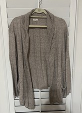 Fat Face Cardigan Sweater sz 10 Tan Light Brown Long Sleeve Open Front Cotton