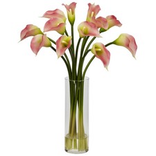 Mini Calla Lily Silk Flower Arrangement - Pink