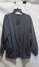 NWT Solid Gray Snap Button 3 Pocket Long Sleeve Scrub Top