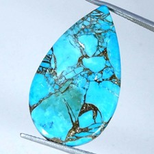 11.20Cts Lab-Created Sky Blue Copper Turquoise Pear Cabochon 17X30X2MM