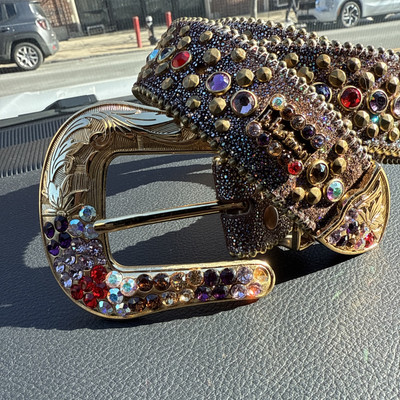 Swaravski Crystal belt with shiny stones Studded Rhinestone Belts Men Women Fashionable Sparkly  main image 4