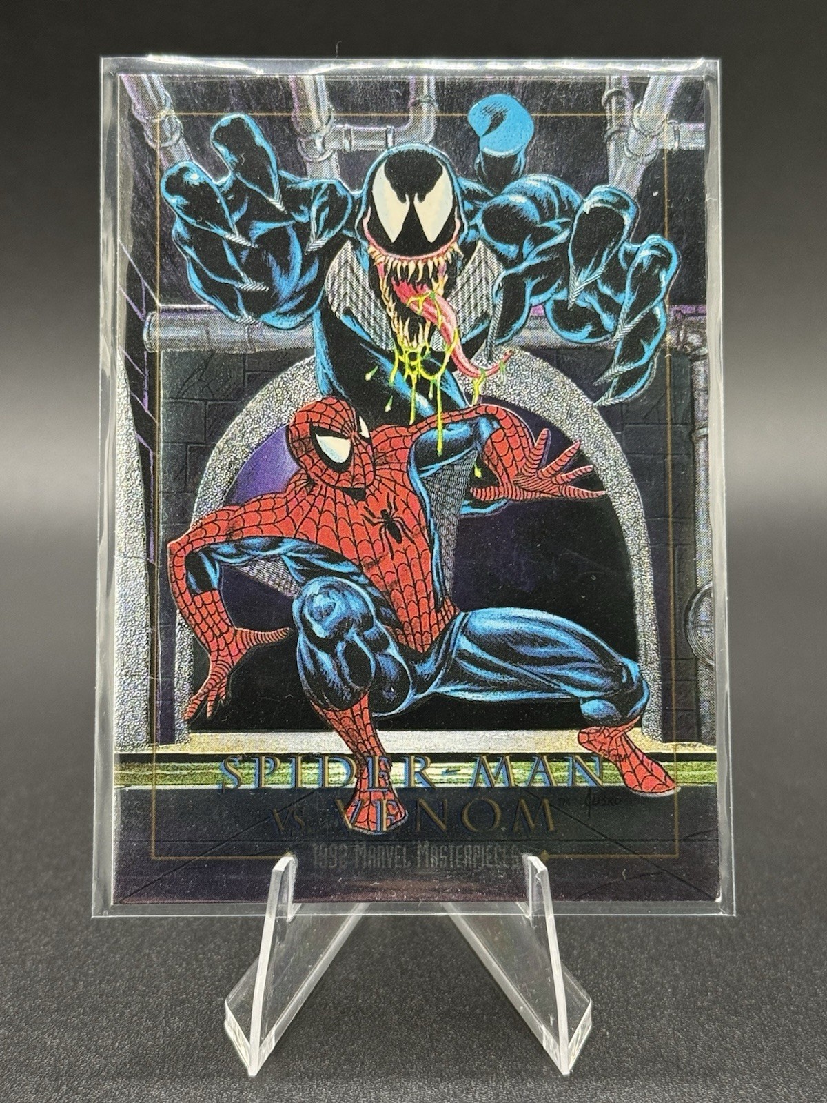 1992 Marvel Masterpieces Spiderman vs. Venom #4-D Foil Battle Spectra *NM*