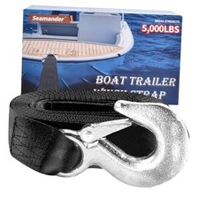 Boat Winch Strap 2" x 20' with Safety Hook 5000-pound Break Black 20ft 