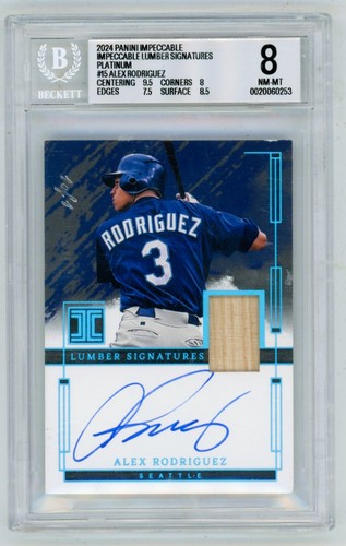 2024 Panini Impeccable Alex Rodriguez Platinum Auto Game Used Bat 1/1 BGS 8 NM