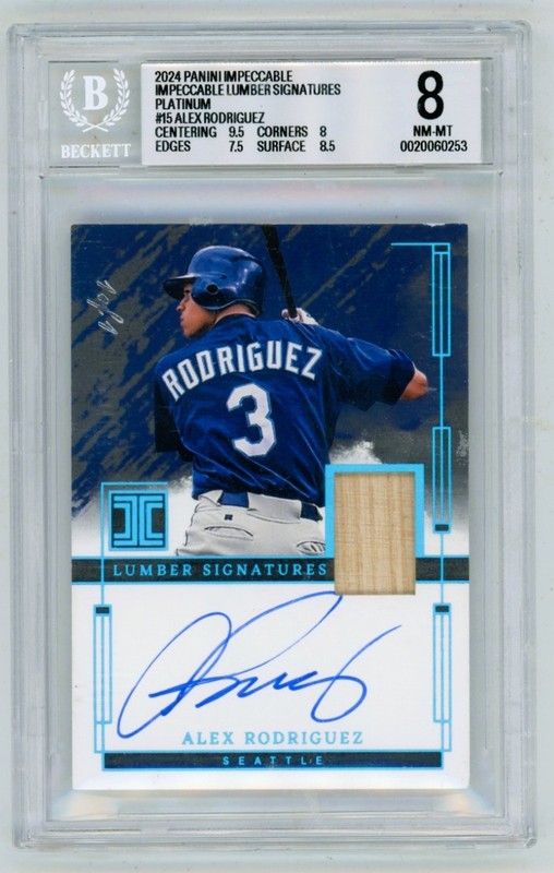 2024 Panini Impeccable Alex Rodriguez Platinum Auto Game Used Bat 1/1 BGS 8 NM