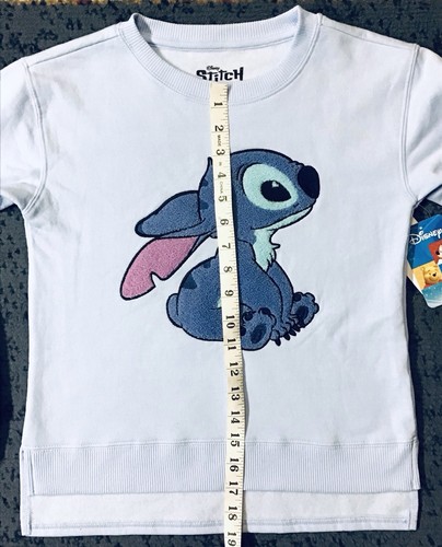 ©️DISNEY STITCH GIRL’S SWEATSHIRT LIGHT BLUE SZ L (10/12) - NWT’S - Picture 6 of 11