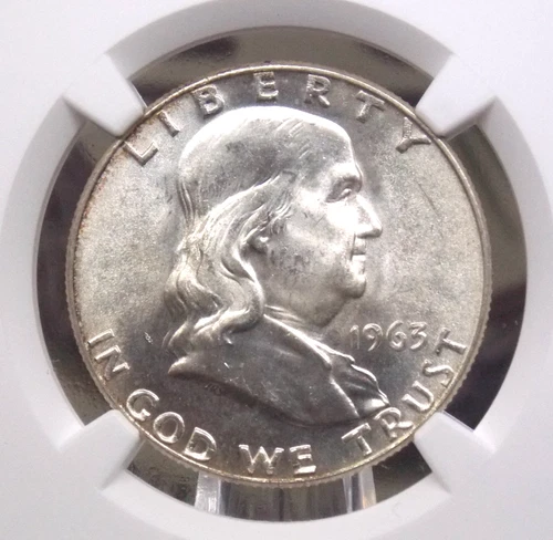 1963 "D" Franklin SILVER Half Dollar 50c NGC MS65 #013 Unc BU Uncirculated ECC&C