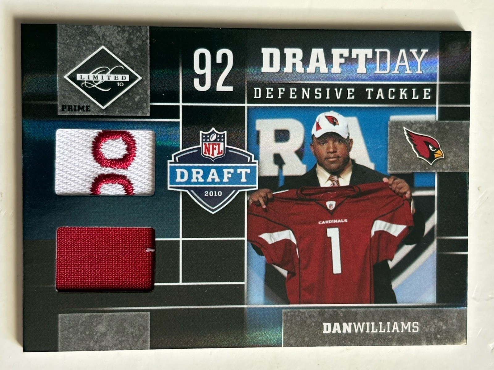 DAN WILLIAMS 2010 Panini Limited Draft Day Rookie RC Jersey CARDINALS 19/25