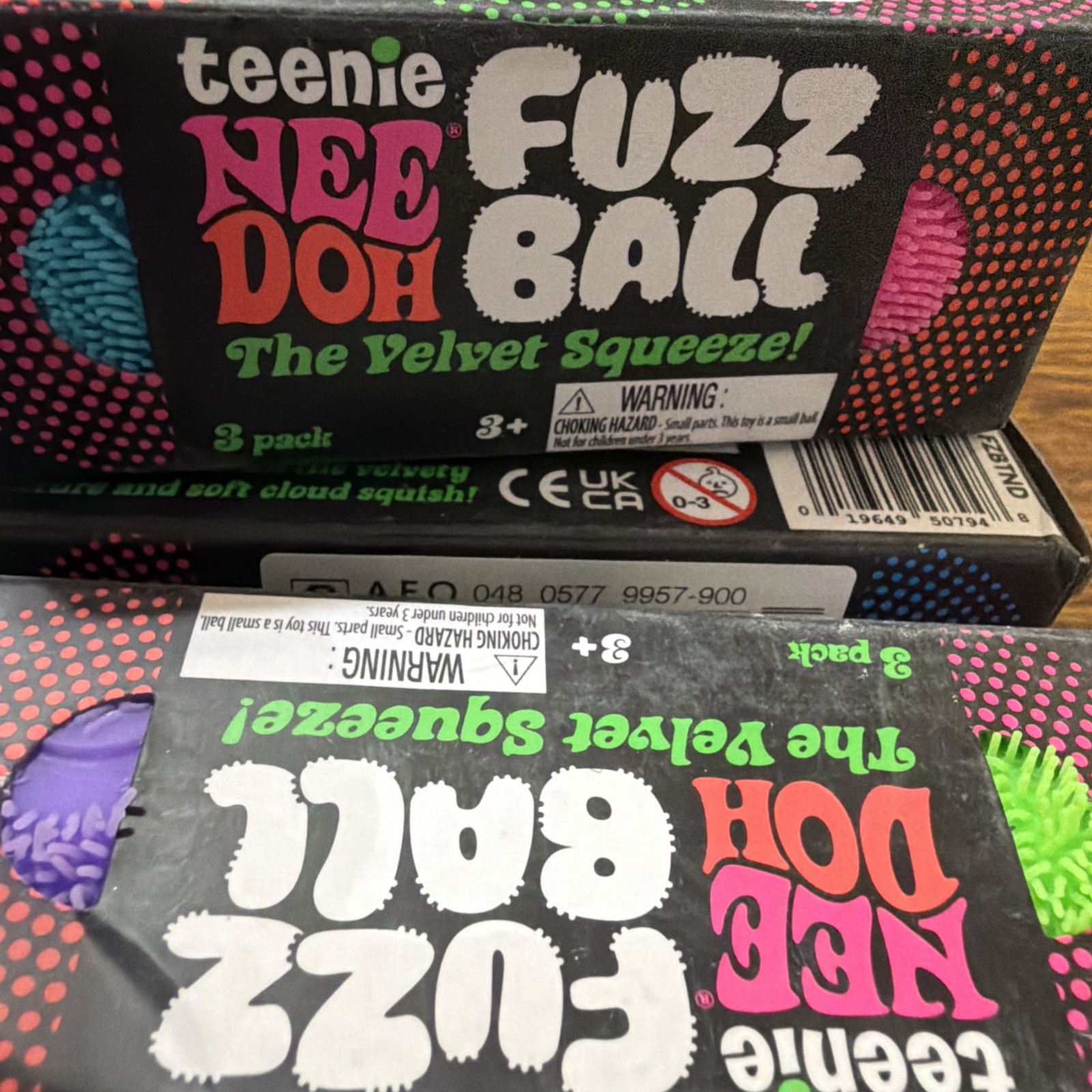 NeeDoh Teenie Fuzz Ball 3 Pack, Mini Nee Doh Stress Ball