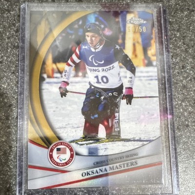 Topps 2026 Chrome U.S. Olympic Oksana Masters #152 Gold Refractor /50 