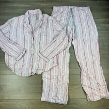 Victoria's Secret Flannel Pajamas Set Button Top  Bottom Women's Small Pink