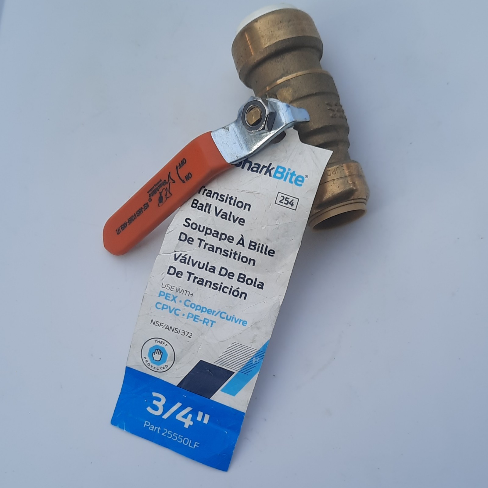 SharkBite 3/4" Brass Manual Transition Ball Valve 25550LF PEX Copper CPVC PE-RT