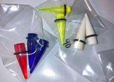 3 PAIRS + 1 Acrylic Expansion SHORT Tapers Ear Expander Plugs Gauges 00G 10mm