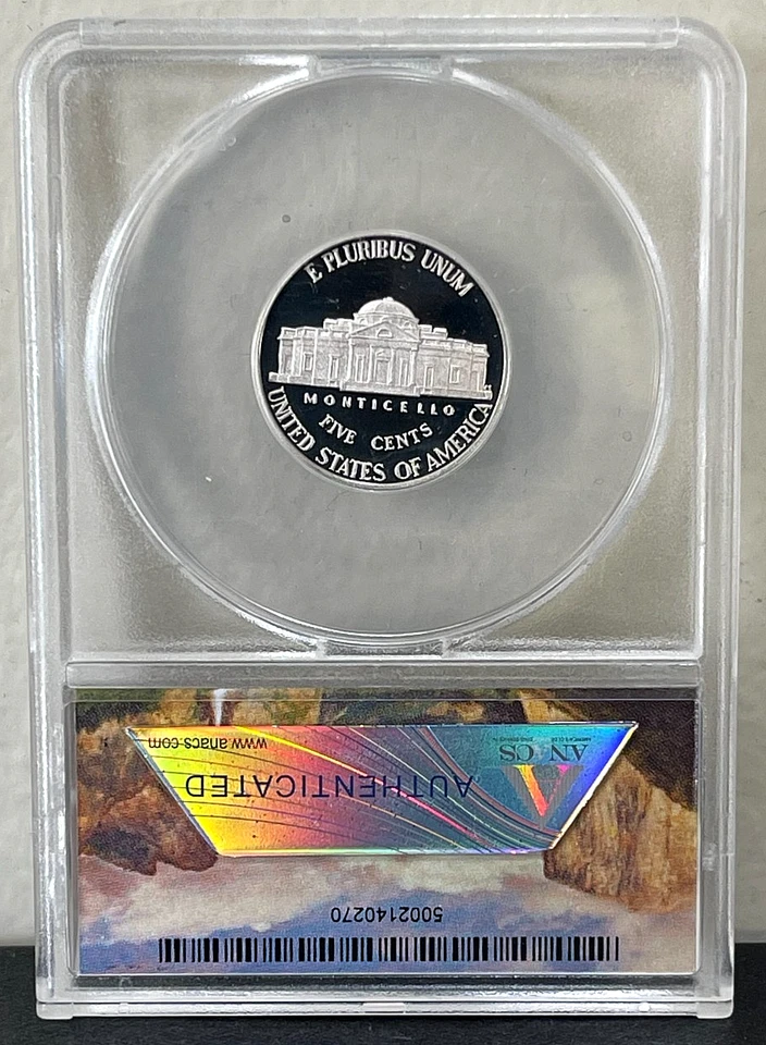 2011-S ANACS PR70DCAM Jefferson Nickel Proof 5C - Image 2 of 2