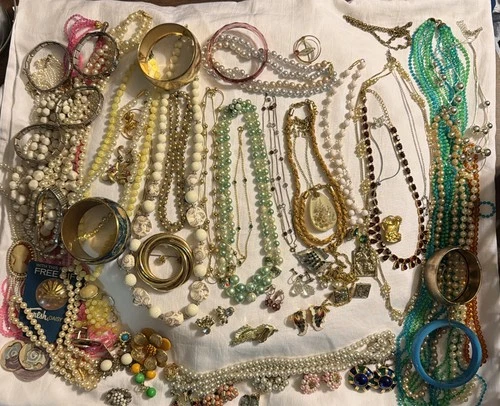 vintage to modern jewelry lot Costume Mixed Brands Rhinestones Necklaces + More